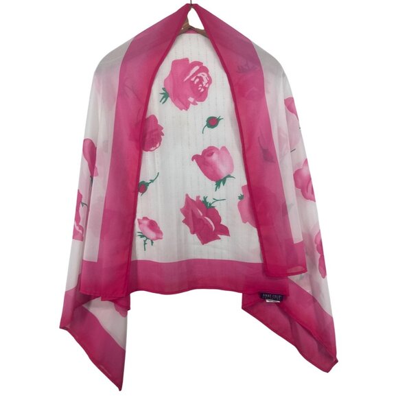 Anne Cole Collection Scarf Swim Cover Up Pink/White Floral Glam Roses *Tiny Flaw - Picture 1 of 9